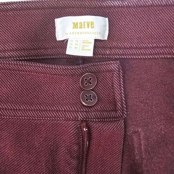 Maeve Anthropologie High Rise Seamed Split Hem Pants In Plum Size 14 Equestrian - Picture 5 of 11